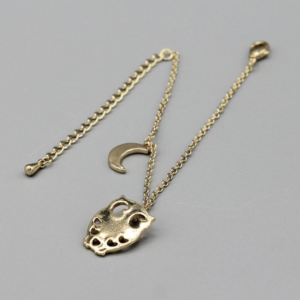 Jewelry bracelet smart owl bird night sky yellow gold tone dainty adjustable - Picture 6 of 6